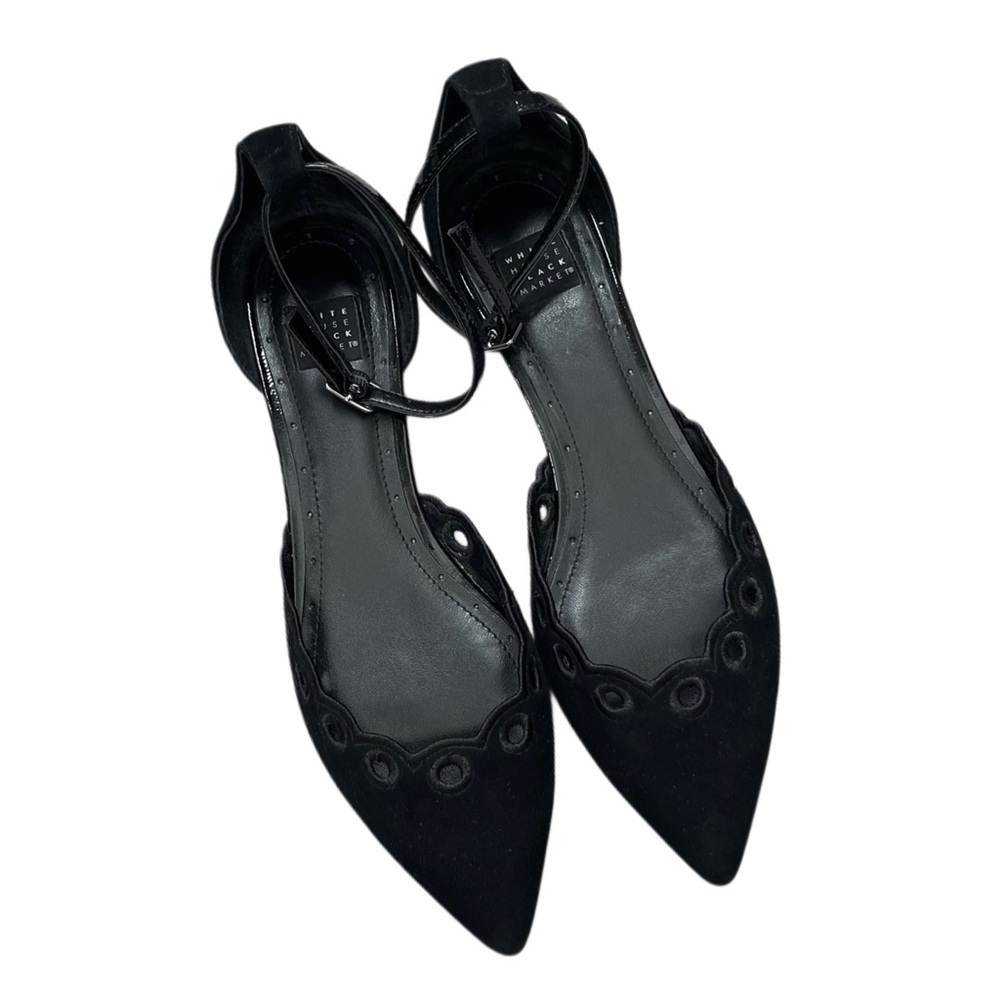 WHBM White House Black Market Scalloped Suede Pointed Toe Flat Shoes Size 7.5